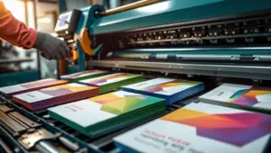 Offset printing press producing high-quality business materials.